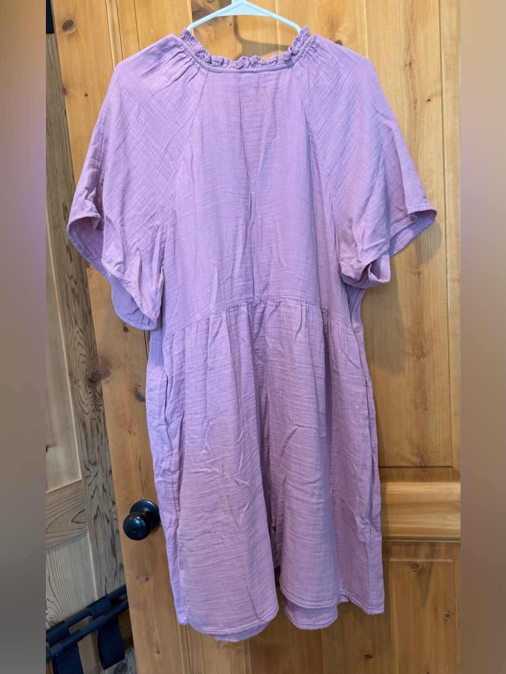 Old Navy Mauve Pink Cotton Gauze V-Neck Knee-Length Dress - Picture 3 of 5